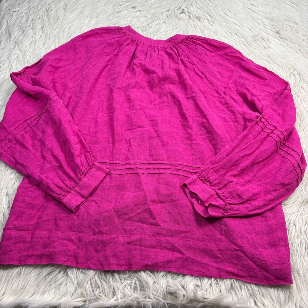 Rails Women's S Pink Frances Button Front Shirt Peasant Dopamine Barbie Boho